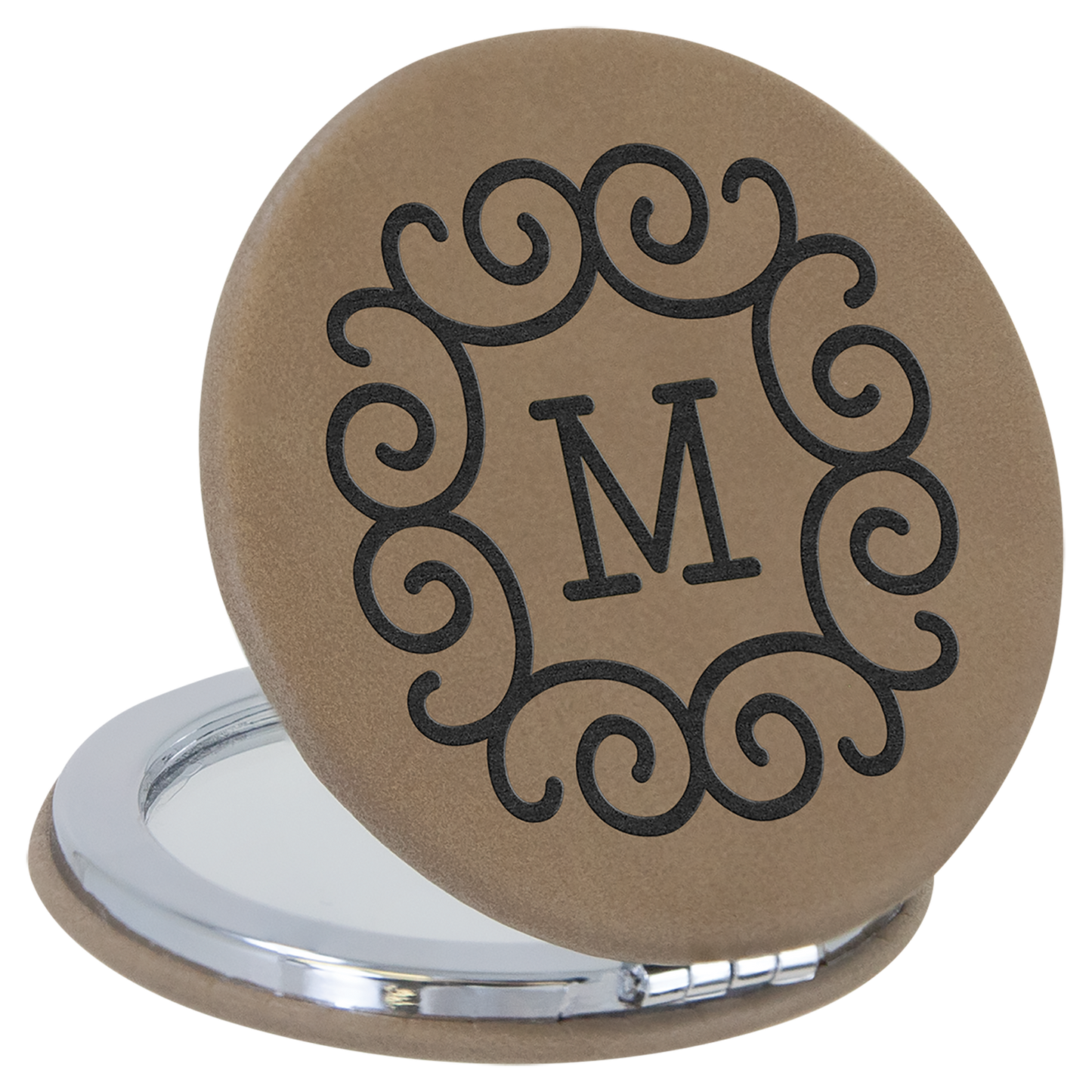 2 1/2" Laserable Leatherette Compact Mirror
