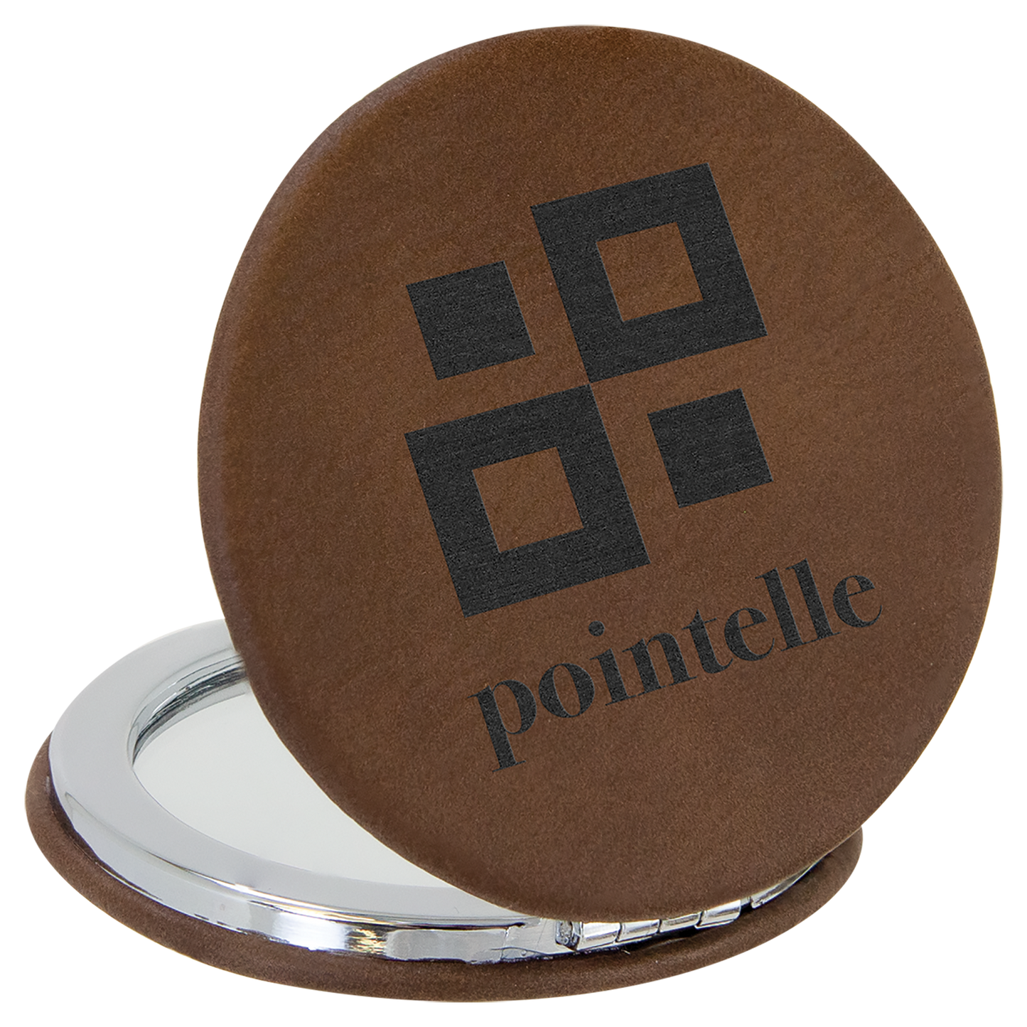 2 1/2" Laserable Leatherette Compact Mirror