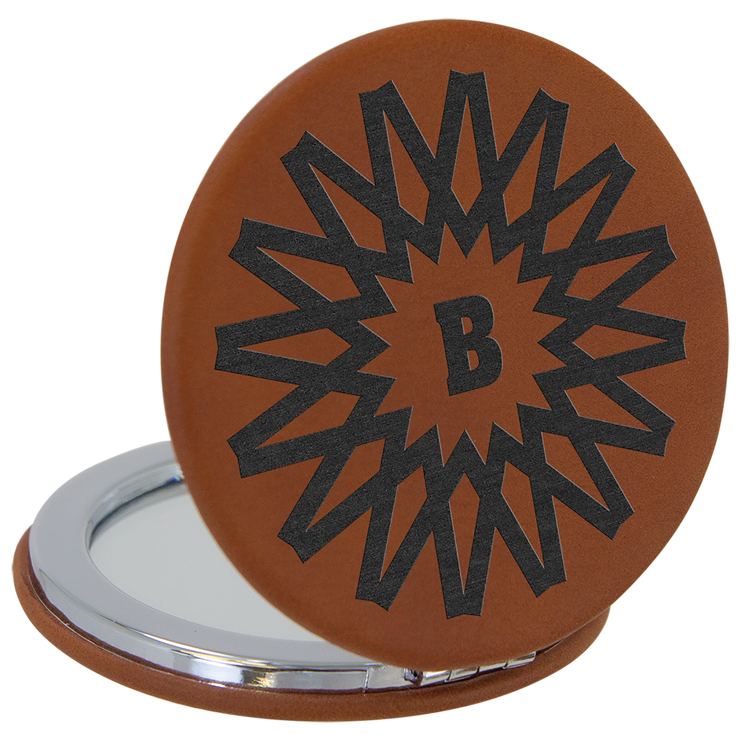 2 1/2" Laserable Leatherette Compact Mirror
