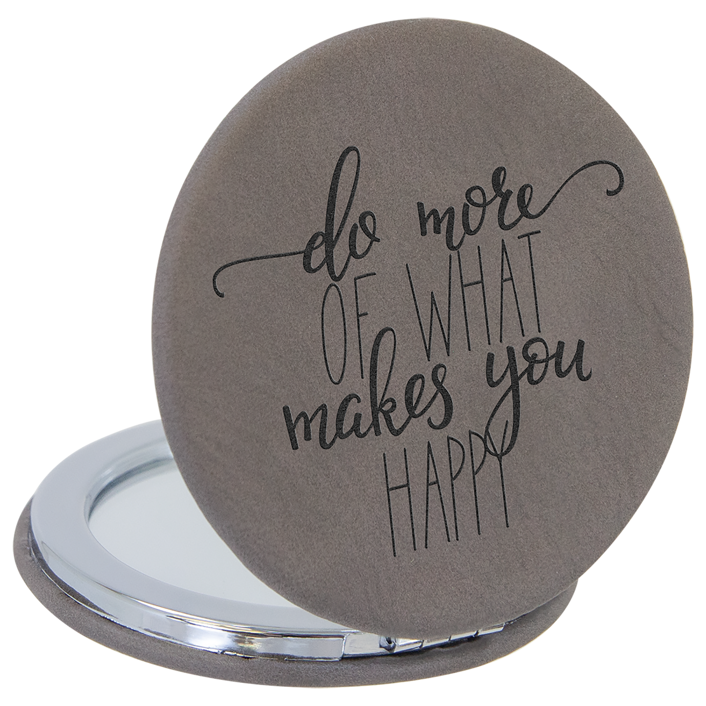 2 1/2" Laserable Leatherette Compact Mirror