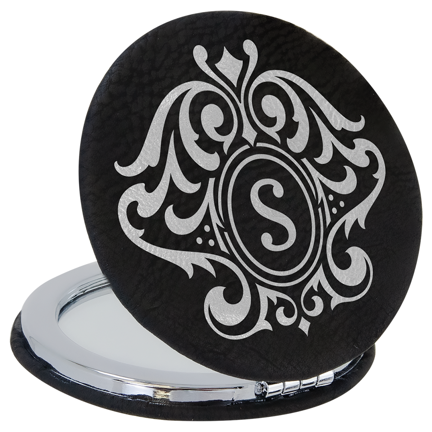 2 1/2" Laserable Leatherette Compact Mirror
