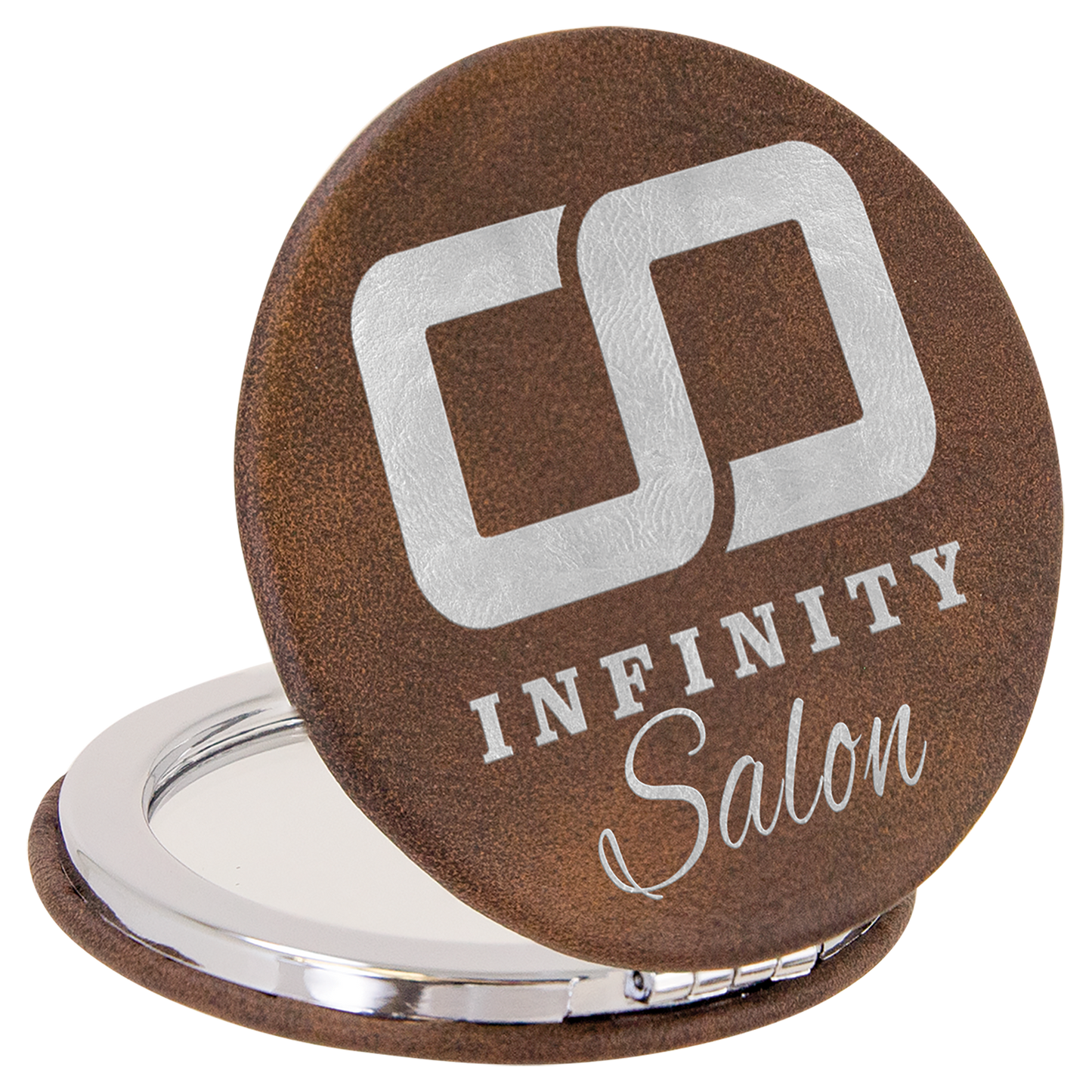 2 1/2" Laserable Leatherette Compact Mirror