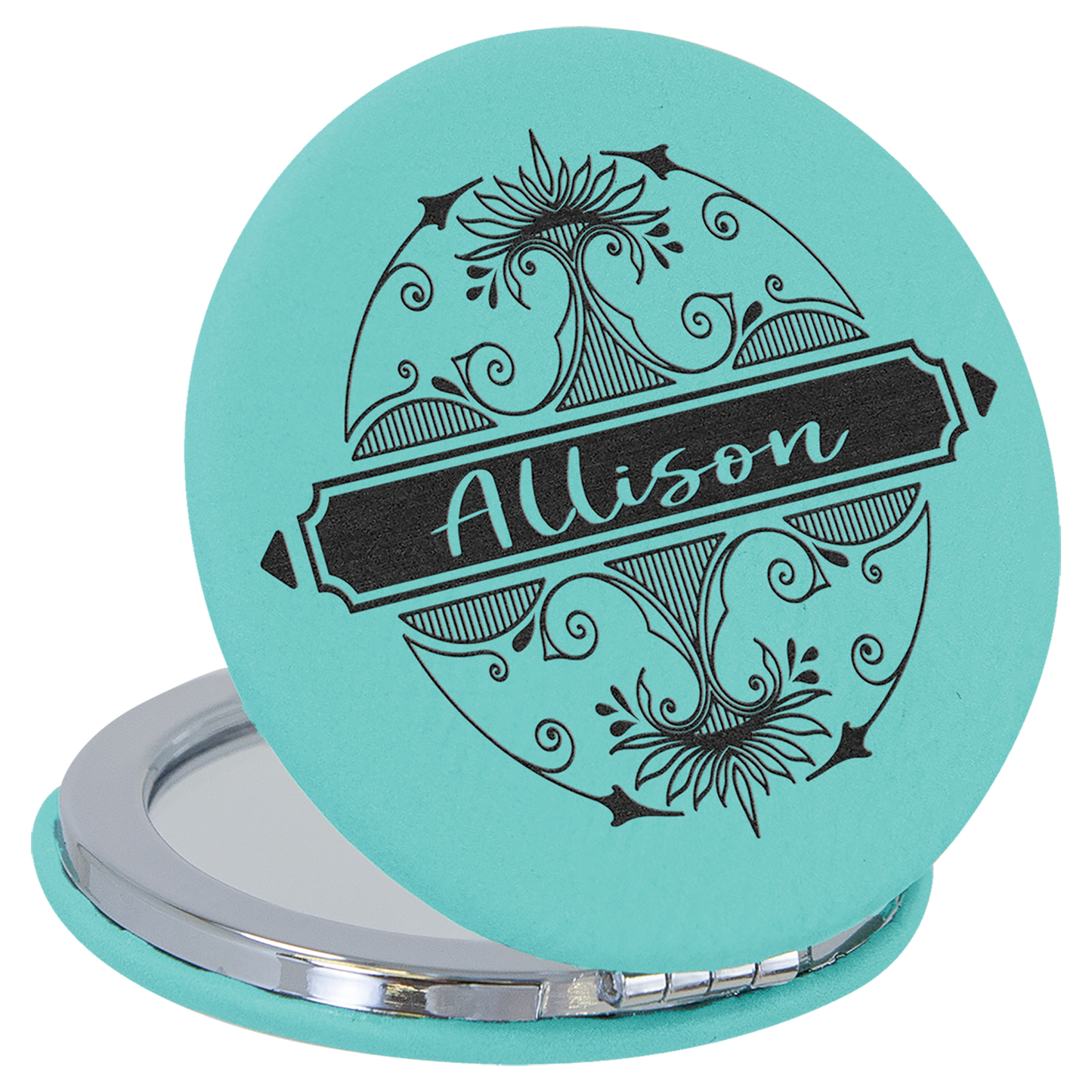 2 1/2" Laserable Leatherette Compact Mirror