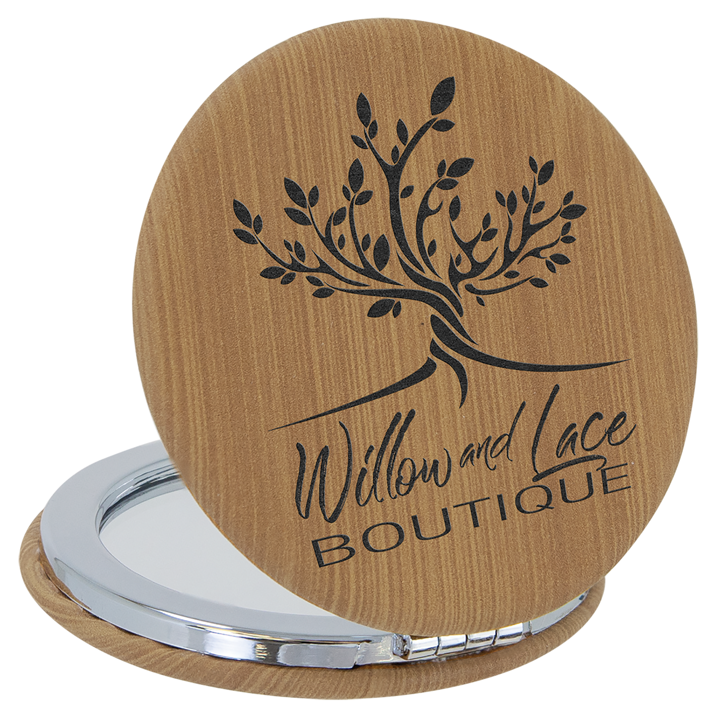 2 1/2" Laserable Leatherette Compact Mirror