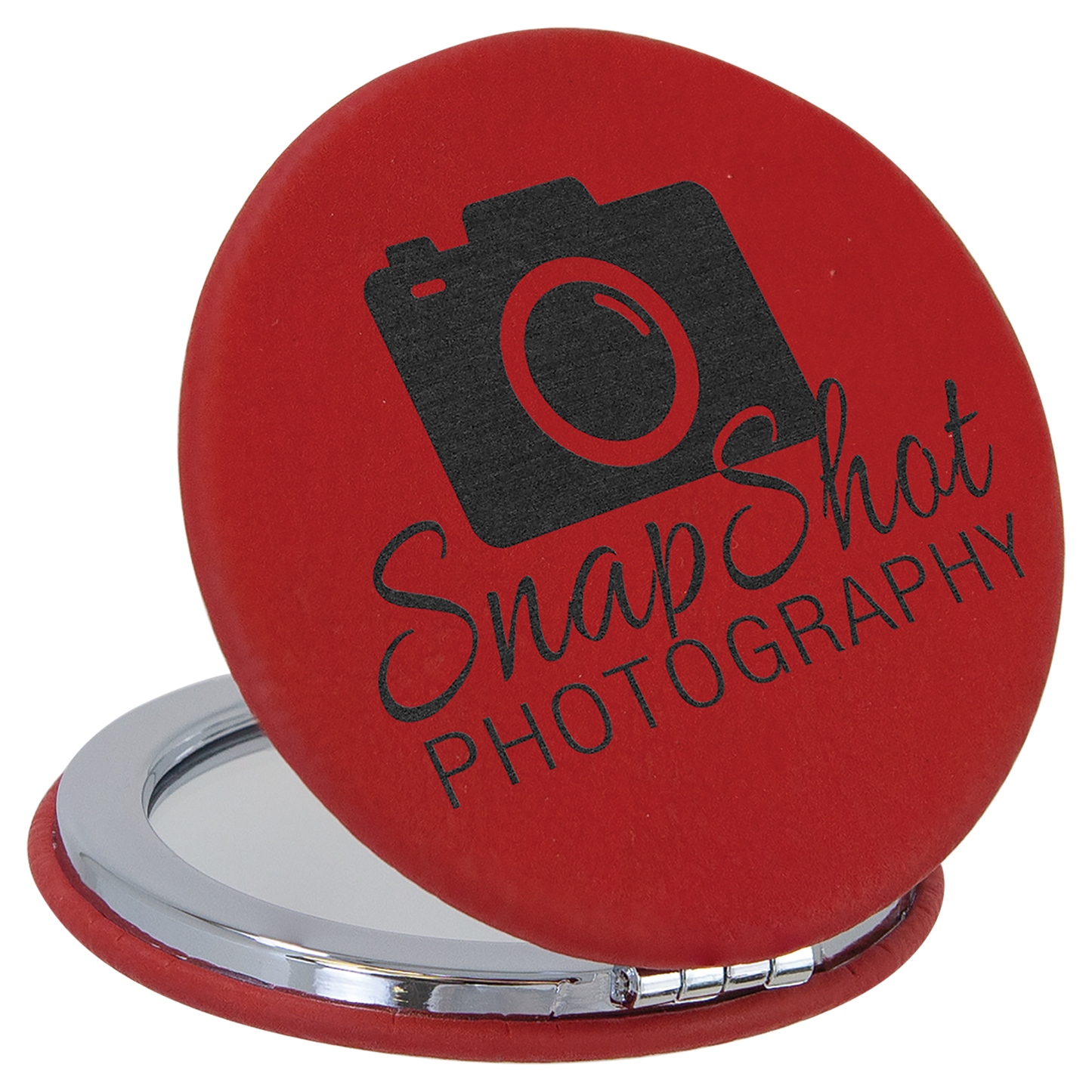 2 1/2" Laserable Leatherette Compact Mirror