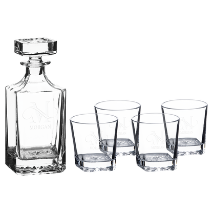 750ml Square Glass Decanter Set with Four 11 oz. Glasses