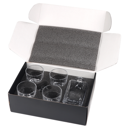 750ml Square Glass Decanter Set with Four 11 oz. Glasses