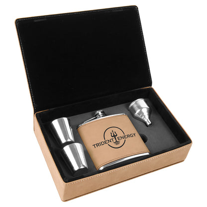 Leatherette Flasks Set