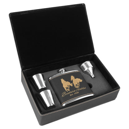 Leatherette Flasks Set