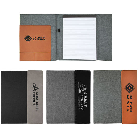 Leatherette Canvas Portfolios with Notepad