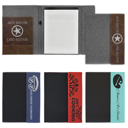 Leatherette Canvas Portfolios with Notepad