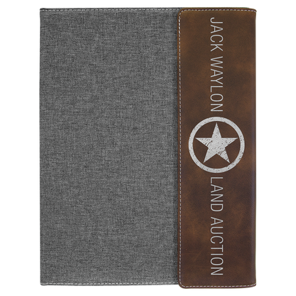 Leatherette Canvas Portfolios with Notepad