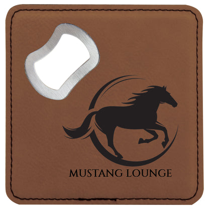 Leatherette Bottle Opener Coaster