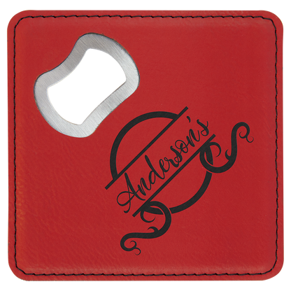 Leatherette Bottle Opener Coaster