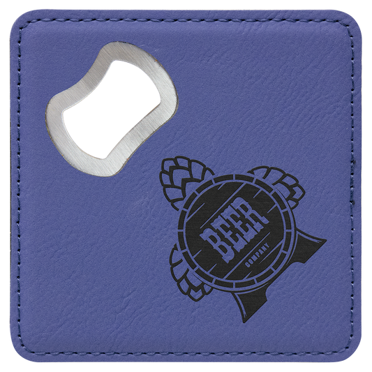 Leatherette Bottle Opener Coaster