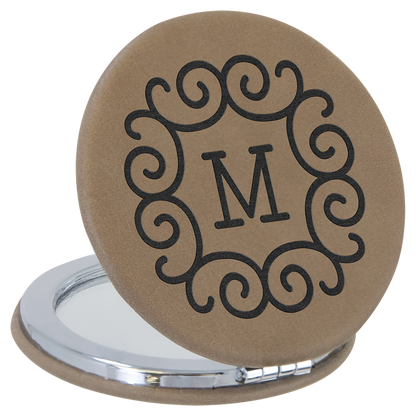 2 1/2" Laserable Leatherette Compact Mirror