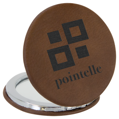 2 1/2" Laserable Leatherette Compact Mirror