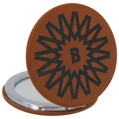 2 1/2" Laserable Leatherette Compact Mirror