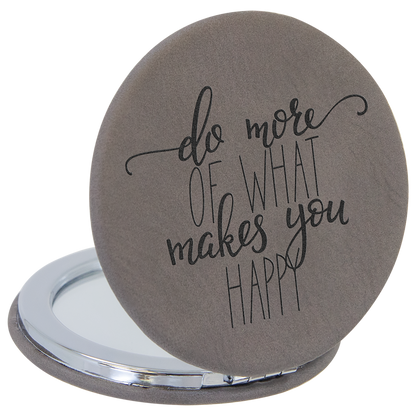 2 1/2" Laserable Leatherette Compact Mirror