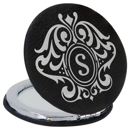 2 1/2" Laserable Leatherette Compact Mirror
