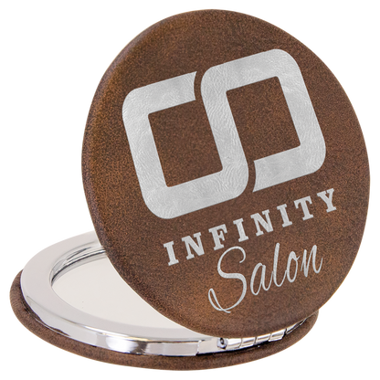 2 1/2" Laserable Leatherette Compact Mirror