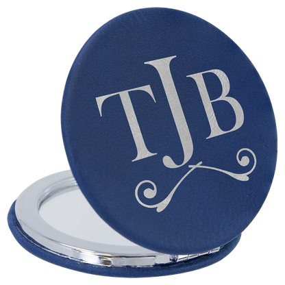 2 1/2" Laserable Leatherette Compact Mirror