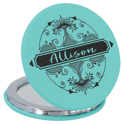 2 1/2" Laserable Leatherette Compact Mirror
