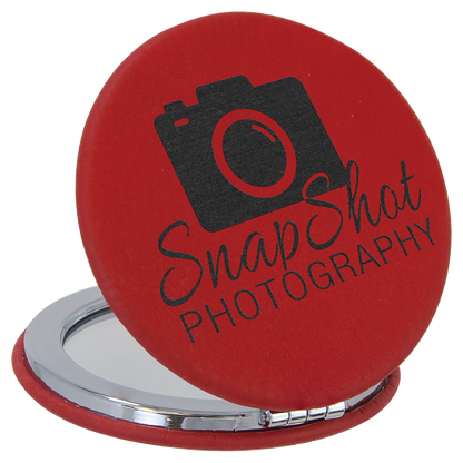 2 1/2" Laserable Leatherette Compact Mirror