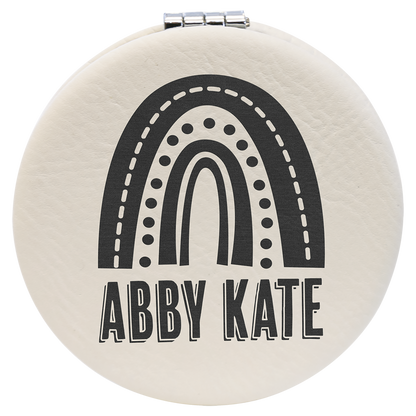2 1/2" Laserable Leatherette Compact Mirror