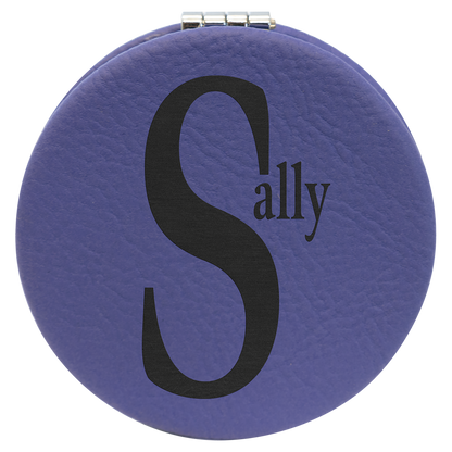 2 1/2" Laserable Leatherette Compact Mirror