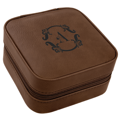 4" X 4" Laserable Leatherette Travel Jewelry Box with Black Lining