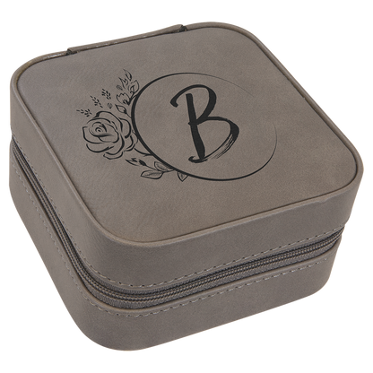 4" X 4" Laserable Leatherette Travel Jewelry Box with Black Lining