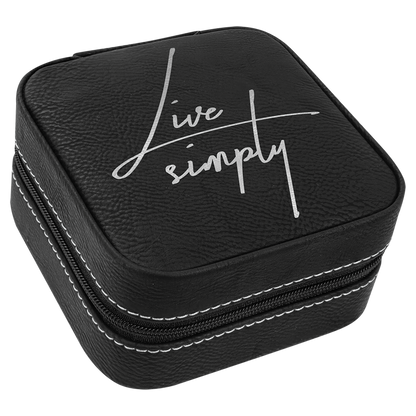 4" X 4" Laserable Leatherette Travel Jewelry Box with Black Lining