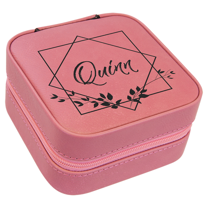 4" X 4" Laserable Leatherette Travel Jewelry Box with Black Lining