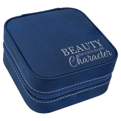 4" X 4" Laserable Leatherette Travel Jewelry Box with Black Lining