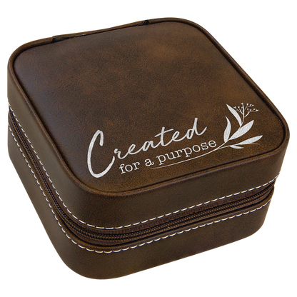 4" X 4" Laserable Leatherette Travel Jewelry Box with Black Lining