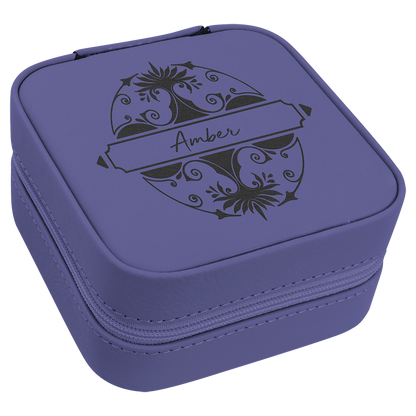 4" X 4" Laserable Leatherette Travel Jewelry Box with Black Lining