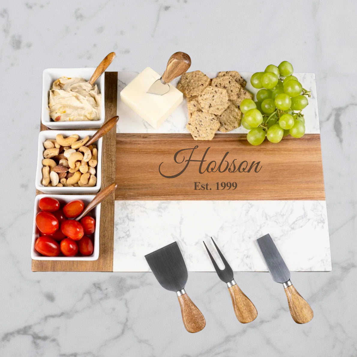 Marble Charcuterie Board 13 Piece Set