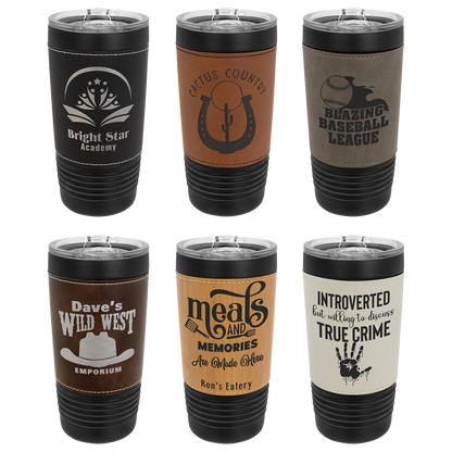 20 oz. Black Leatherette Tumbler