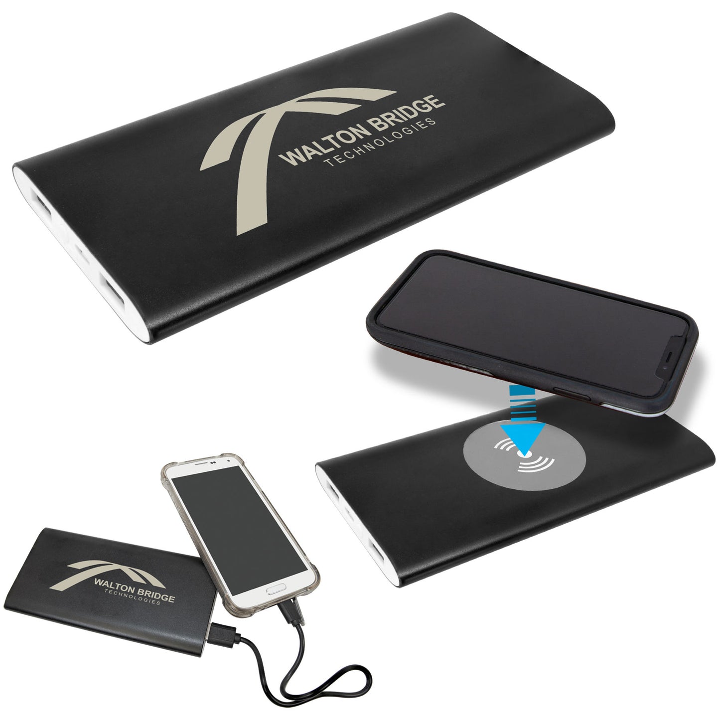 Anodized Aluminum Wireless Charger with Power Cord - 8000MAH