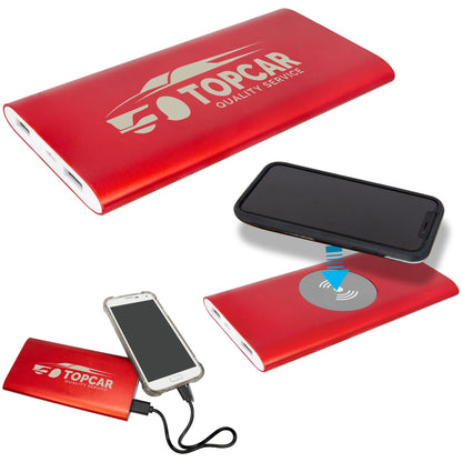 Anodized Aluminum Wireless Charger with Power Cord - 8000MAH