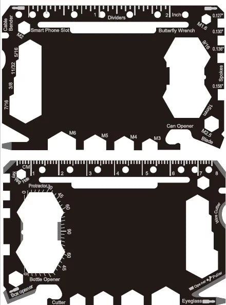 46 in 1 Tool Card Laser Engraved